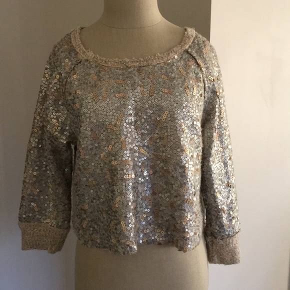 Free People cropped sequin sweater - Picture 2 of 3